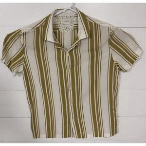 DENIM & FLOWER RICKY SING Men Short Sleeve Lightweight Stripe Button Up Shirt XL